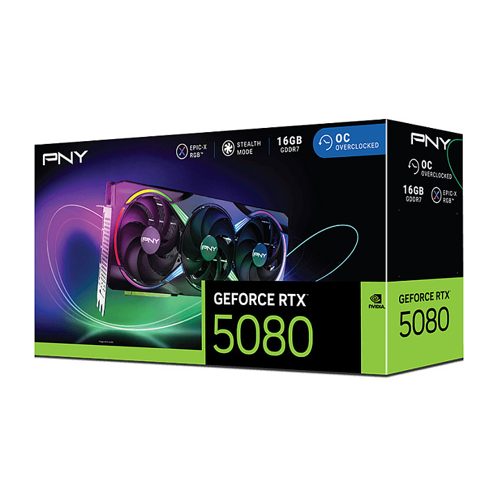 Kartelë Grafike NVIDIA RTX 5080 16GB PNY ARGB OC GDDR7 3Fan - 13