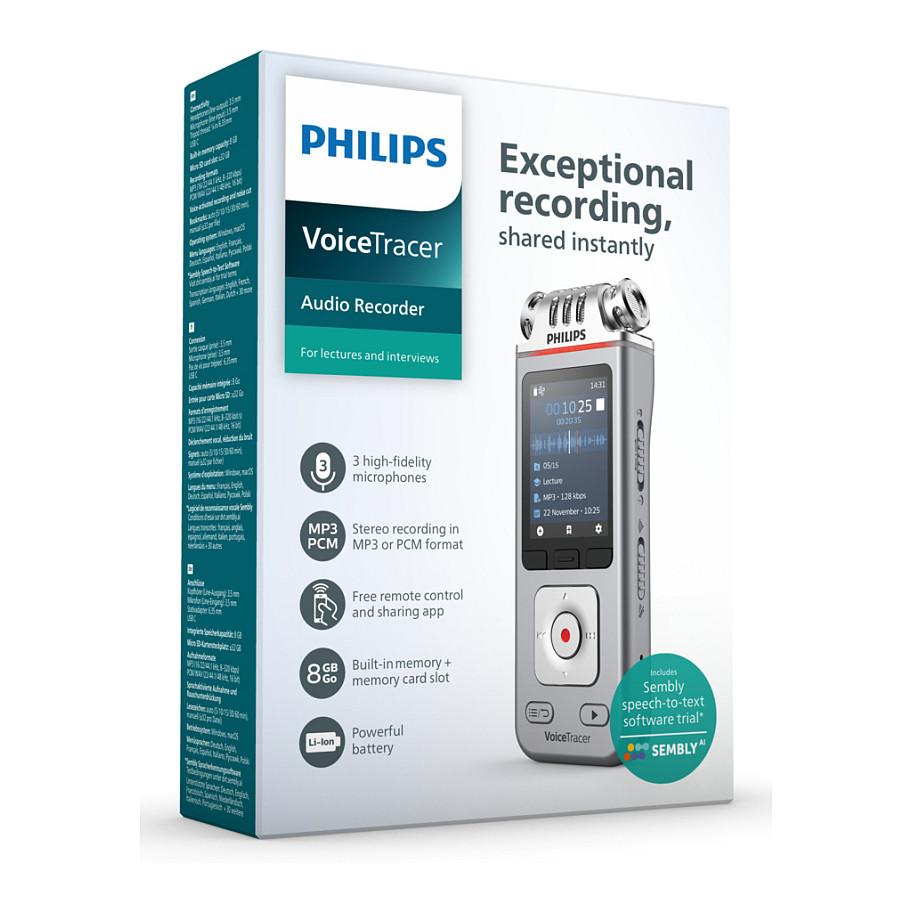 Rekordues Zëri Philips VoiceTracer DVT4115, 8GB, Stereo, MP3/WAV, Wi-Fi, USB-C - Argjend - 7
