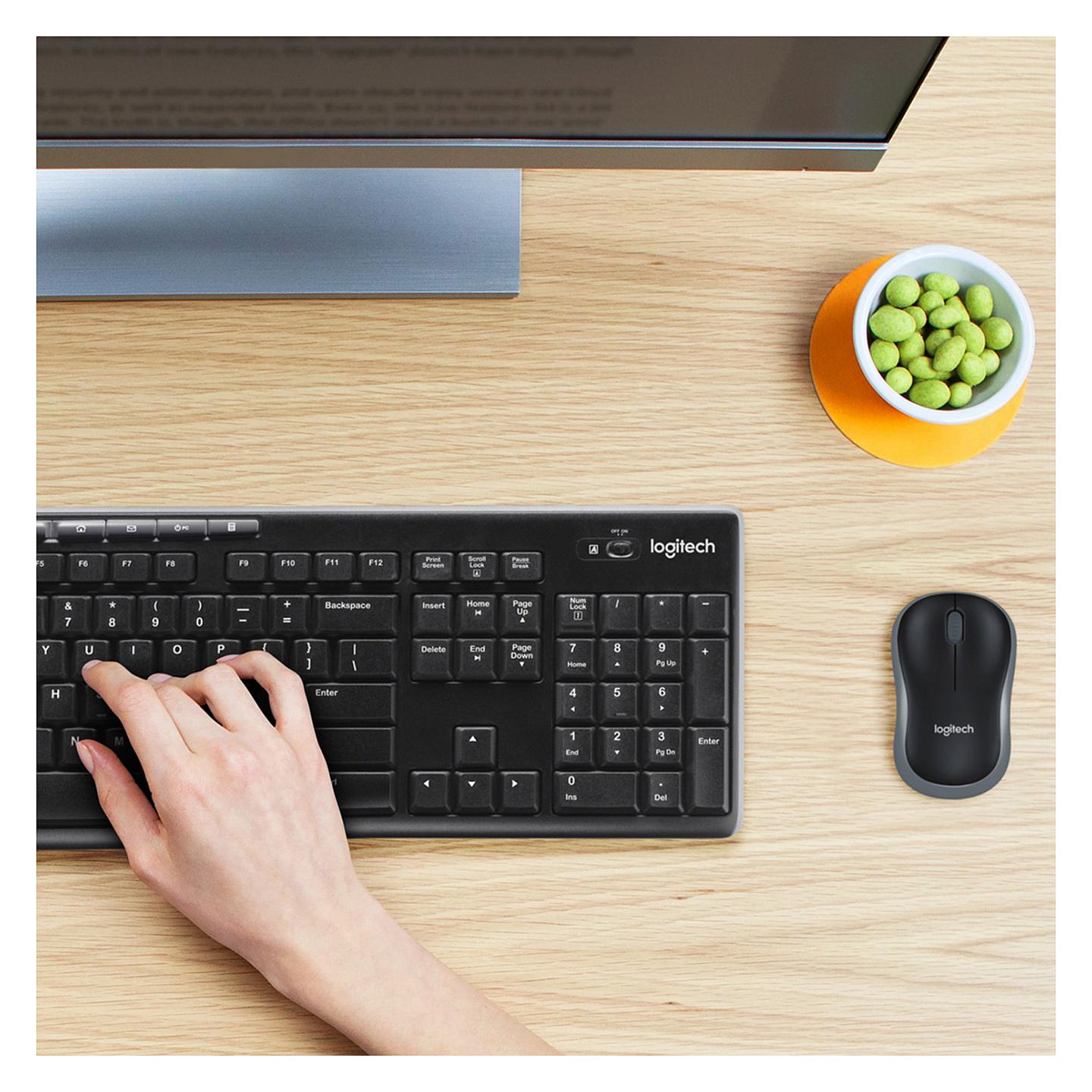 Combo (Tastierë & Maus) Logitech Wireless Combo MK270 / 920-004508 / Wireless 2.4GHz / QWERTY / Full-Size / Shortcut Keys – Zezë/Argjend - 2