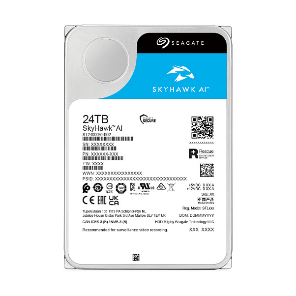 HDD të Brendshëm SEAGATE Skyhawk AI 3.5″/ 24TB / 7200 RPM / 512MB / CMR Helium - 4