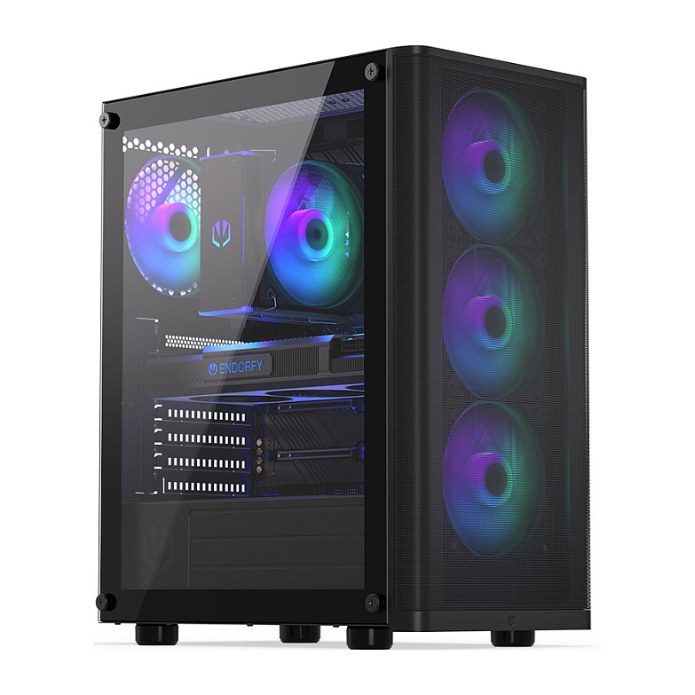 Kasë PC ENDORFY Ventum 200 ARGB / Midi Tower / ATX / 3x 120mm + 1x 120mm ARGB Fan / Tempered Glass - Zezë - 1