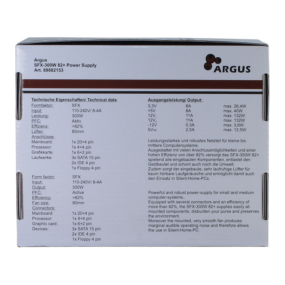 Furnizues Energjie Inter-Tech SFX-300W / 300W / SFX / 80 PLUS / Non Modular – Gri - 4