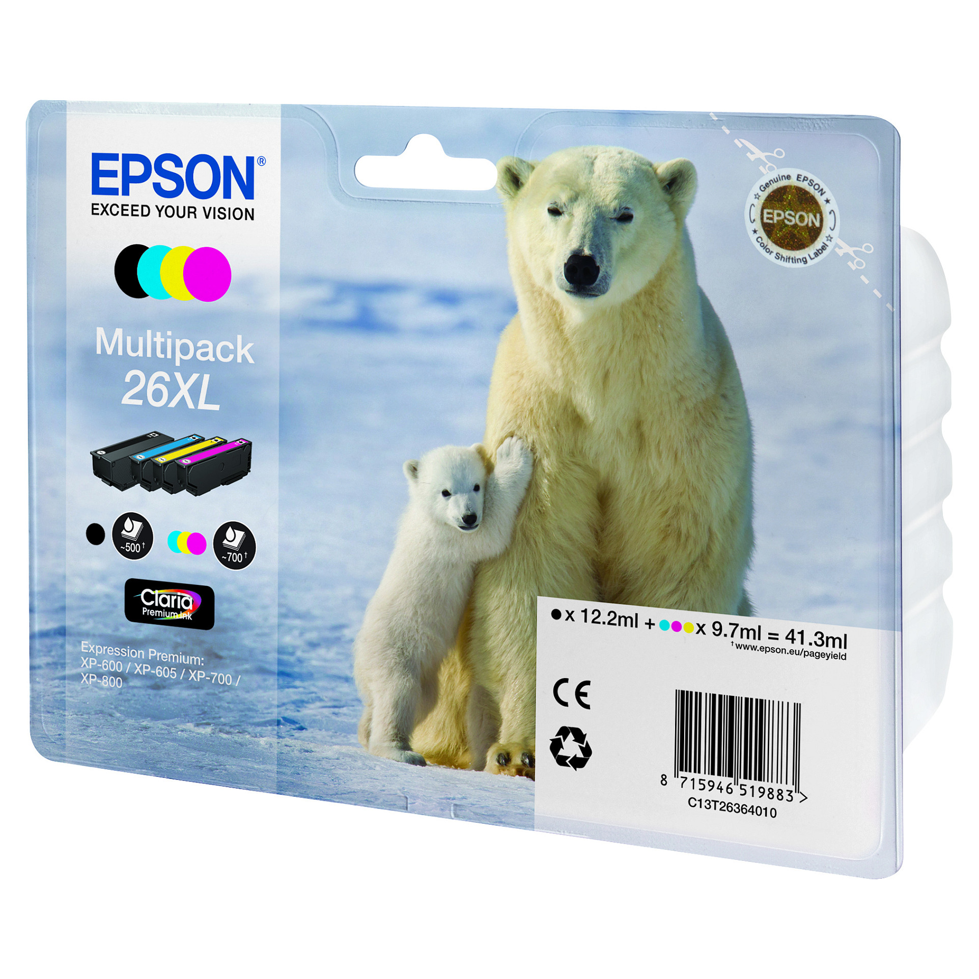 INK Epson 3LB 26XL – Zezë + Tri-ngjyrëshe (Blu / Rozë / Verdhë) - 1