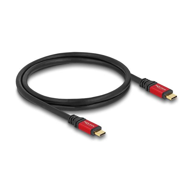 Kabllo USB DeLOCK 80652, USB4 20 Gbps Type-C mashkull në Type-C mashkull, Power Delivery 100 W, 4K/60 Hz, 0,8 m - Zezë/Kuqe - 1