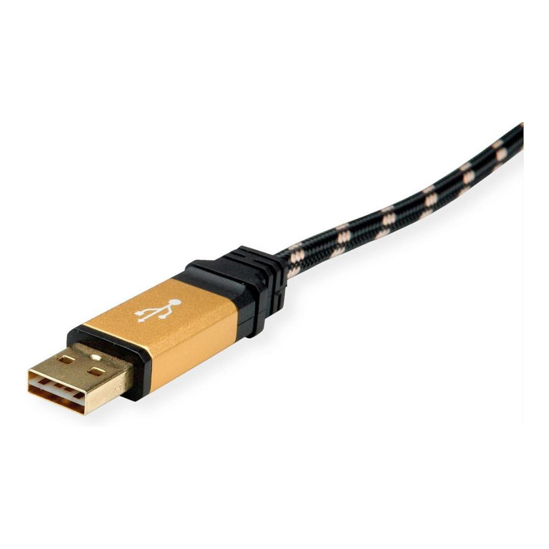 Kabllo ROLINE 11.02.9060, USB-A në USB-C, USB 2.0, 480 Mbps, 0,8 m - Zezë/Verdhë - 4