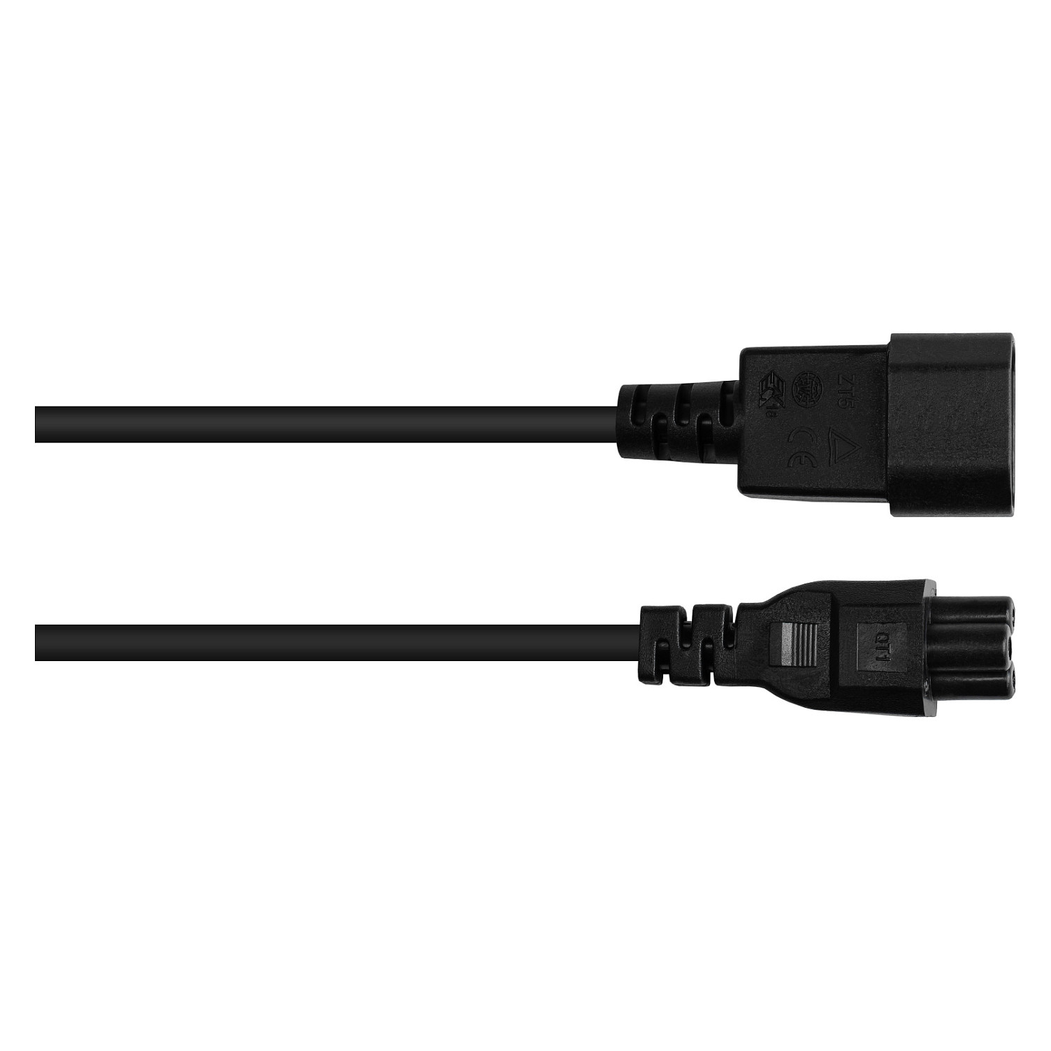 Kabllo për Furnizim me Energji ALCASA P1405-S010 / IEC C14-C5 / H05VV-F3G / 3x0.75 mm² / 250 V / 2.5 A / 1m - Zezë - 2