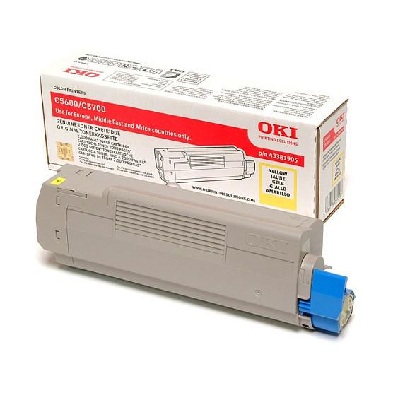 Toner OKI 43381905, 2000 faqe, për C5600, C5700 - Verdhë