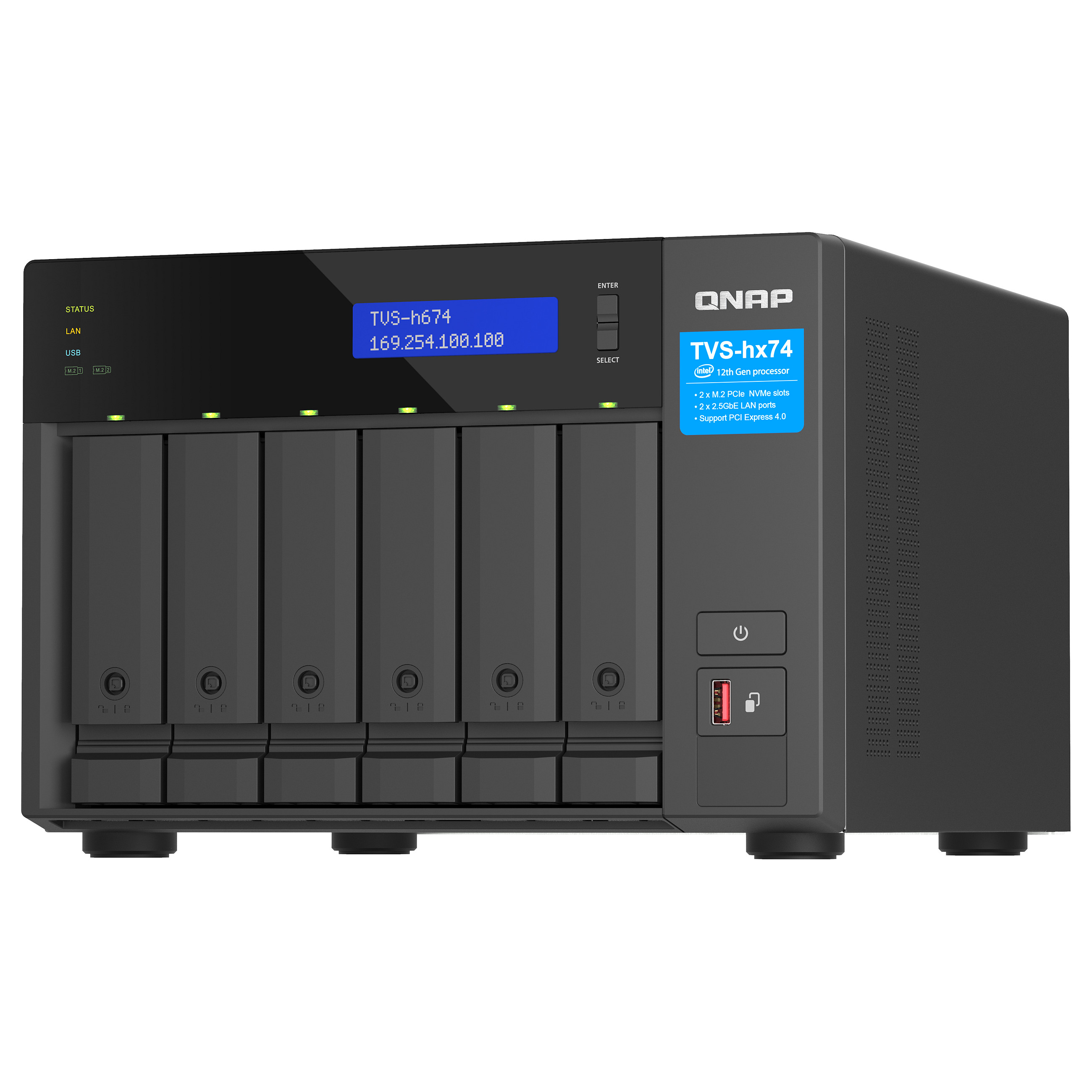NAS QNAP TVS‑H474‑PT‑8G 4‑Bay QuTS hero / Intel Pentium Gold G7400 (up to 3.7GHz) / 8GB - 6