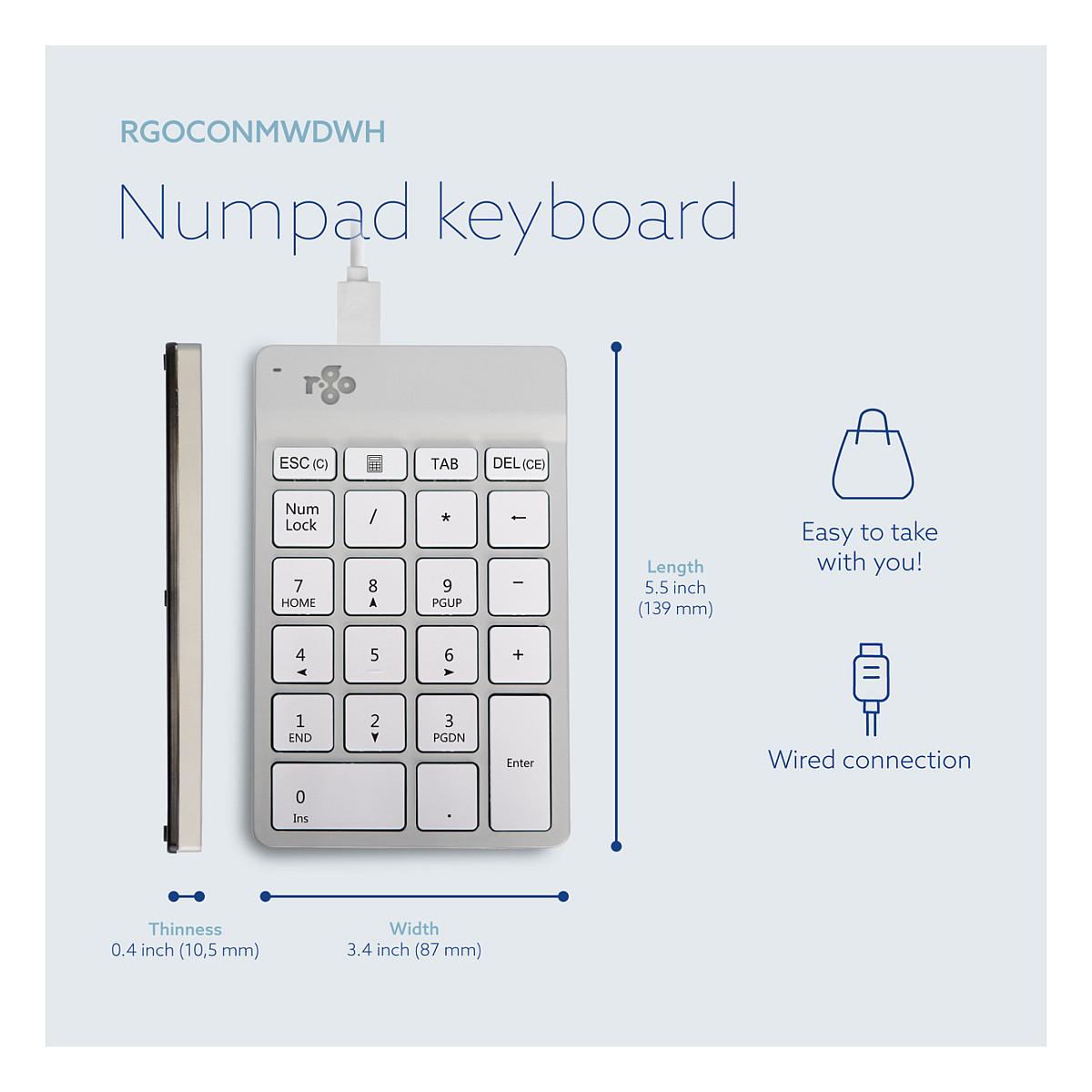 Tastierë Numerike me Kabllo R-Go Tools Numpad Break / RGOCONMWDWH / Scissor / Break Indicator / USB-C – Bardhë - 8
