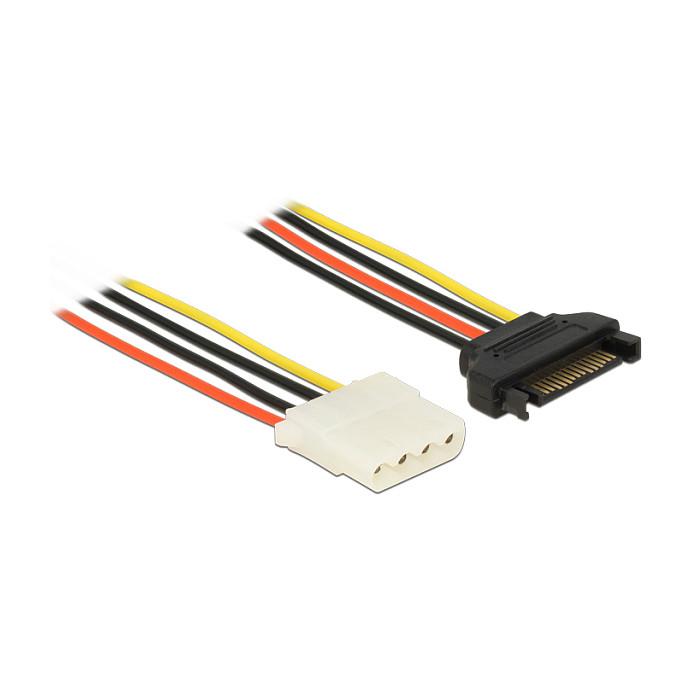 Kabllo për Furnizim me Energji DeLOCK 60136, SATA 15-pin në 4-pin Molex, 20 cm - Shumëngjyrëshe
