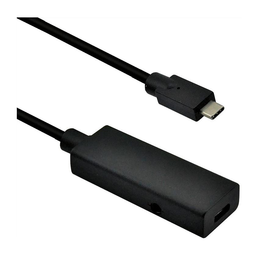 Kabllo USB ROLINE 12.04.1105 , USB-C Mashkull në USB-C Femër , USB 3.2 Gen 2 , 10Gbps , 5m , Zgjatuese Aktive - Zezë