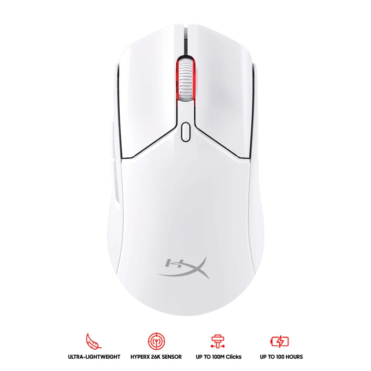 Maus Gaming HyperX Pulsefire Haste 2 Mini / Wireless / 26.000 DPI / 650 IPS / 59g / 2.4GHz + Bluetooth / USB-C – Bardhë