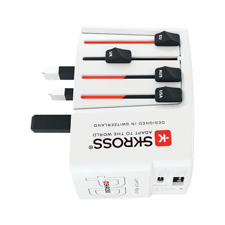 Adapter Udhëtimi SKROSS World USB / 72.5W / 1x USB-C / 1x USB-A 3.2 Gen 1 / 100-250V / Universal – Bardhë