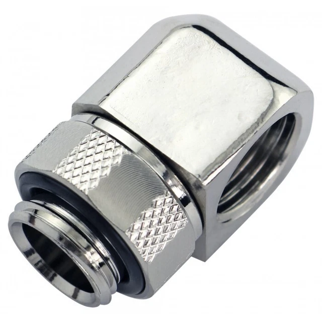 Aksesor për Ftohës Koolance NZL-LXG1 / G1/4 AG në G1/4 IG / 90° / Swivel / Nikel – Argjendë