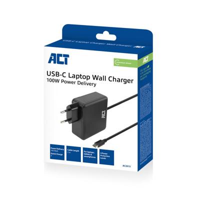Karikues USB-C për Laptop ACT AC2015, 100W, Power Delivery 3.1, PPS, Kabllo 2m - Zezë - 2
