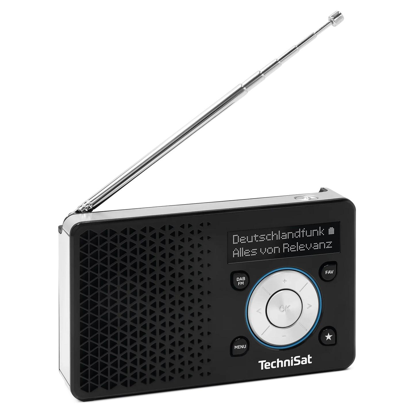 Radio portative TechniSat DIGITRADIO 1 A, DAB+, FM, 1W, ekran OLED, USB-C, dalje 3.5 mm - zezë dhe argjend - 4