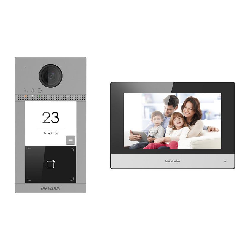 Sistem Video Intercom Hikvision DS-KIS604-S(C), 7", 2MP, 1024 × 600, 1080p, IP65, IK08 - Zezë/Hiri