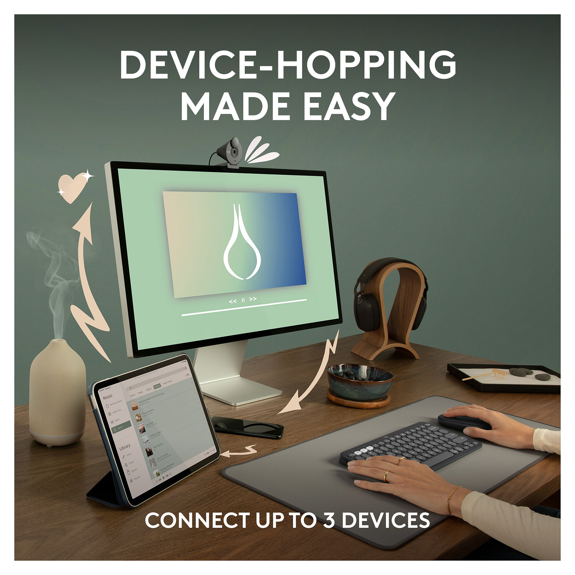 Maus Pa Kabllo Logitech Pebble Mouse 2 M350s / 3 Butona – Rozë - 3