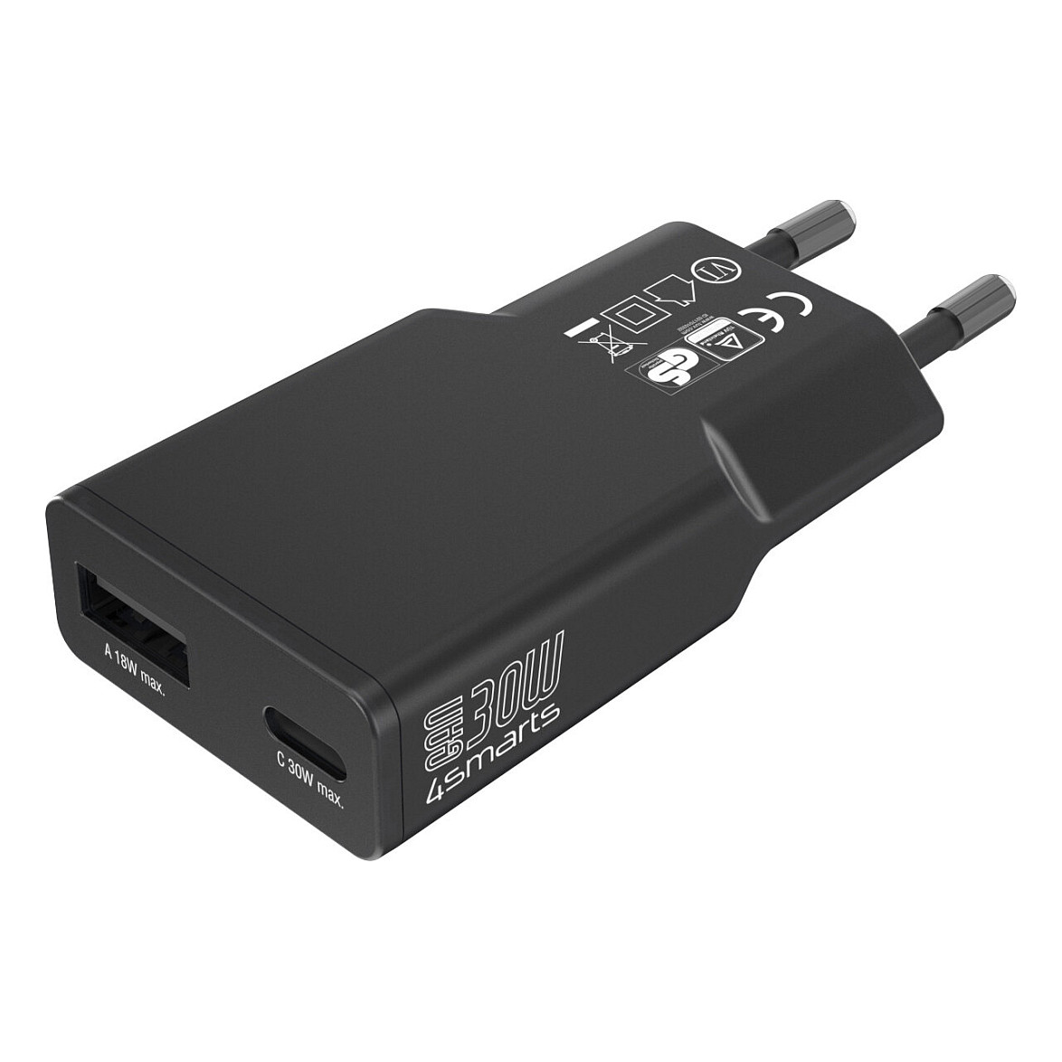 Adapter GaN / 30W / 1x USB-C PD 30W / 1x USB-A QC 3.0 18W / 2-Port / TÜV – Zezë