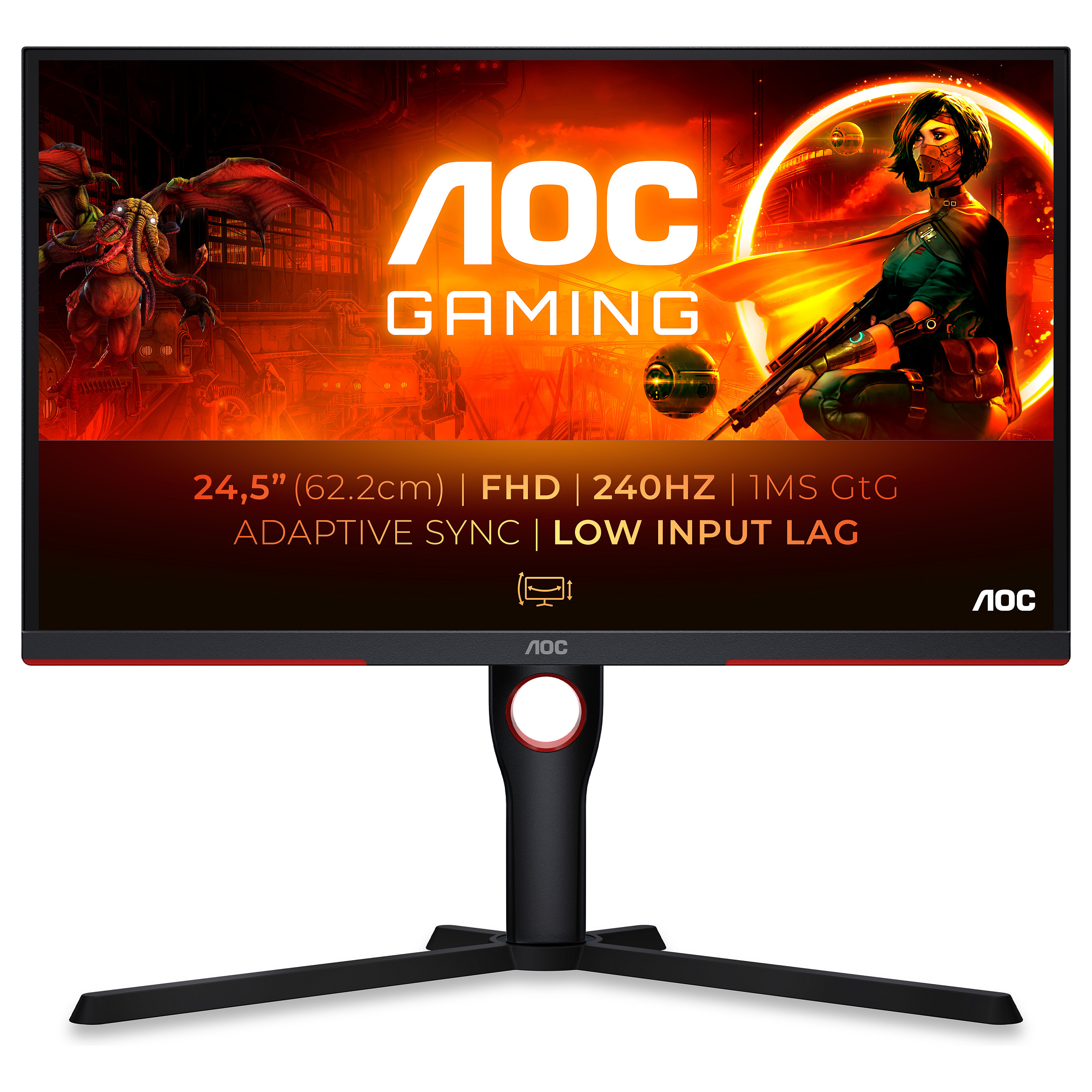 Monitor Gaming AOC G3 25G3ZM/BK / 25"/ Full HD WLED / 240Hz / 0,5ms / HDMI+DP - Zezë/Kuqe - 1