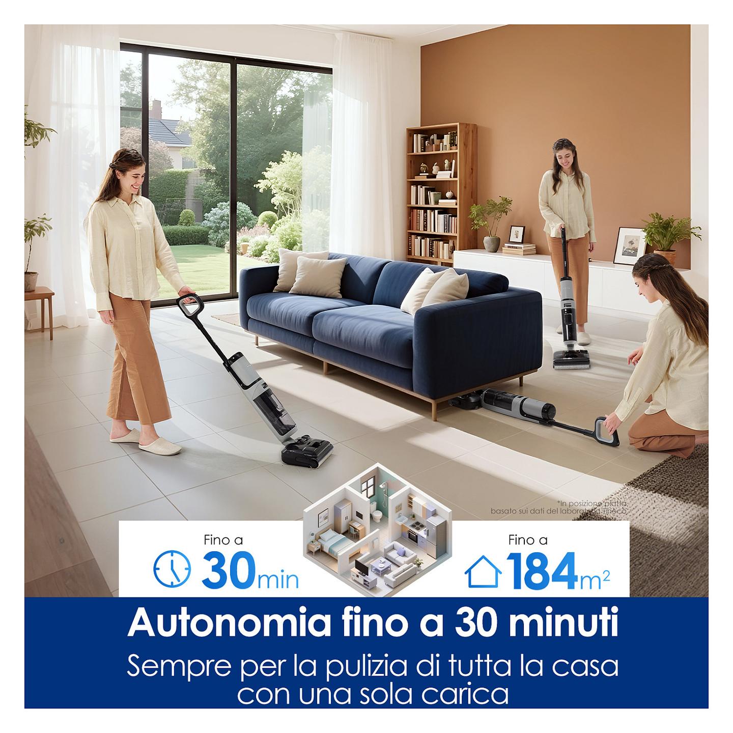 Fshesë me Vakum për dysheme Tineco FLOOR ONE i5 Stretch / 20.000Pa / 210W / 2500mAh / 180° Lay-Flat / Anti-Tangle / 0.8L / 0.72L / Eco & Max – Gri/Zezë - 9