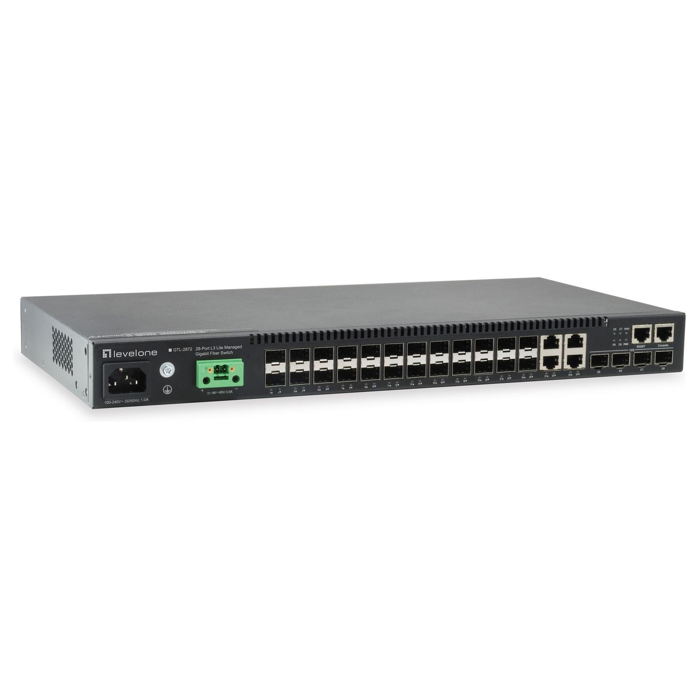 Switch LevelOne GTL-2872, 20× SFP 1G, 4× Combo Gigabit RJ45/SFP, 4× SFP+ 10G, Layer 3 Lite Managed, 128Gbps – Zezë