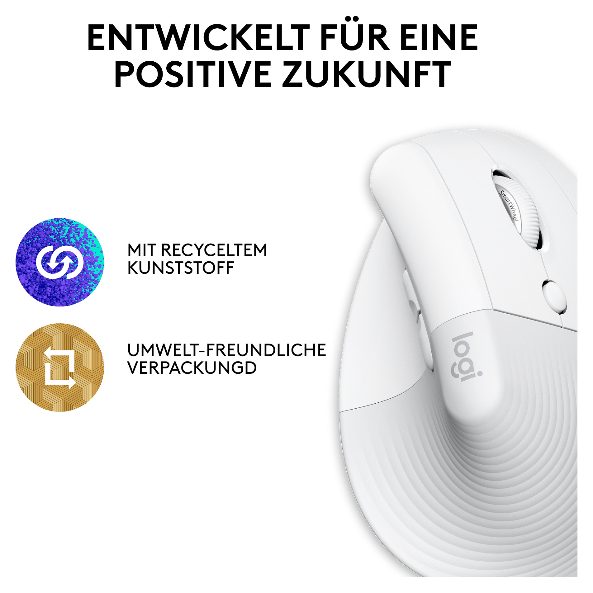 Maus pa kabllo Logitech Lift for Mac – Bardhë - 6