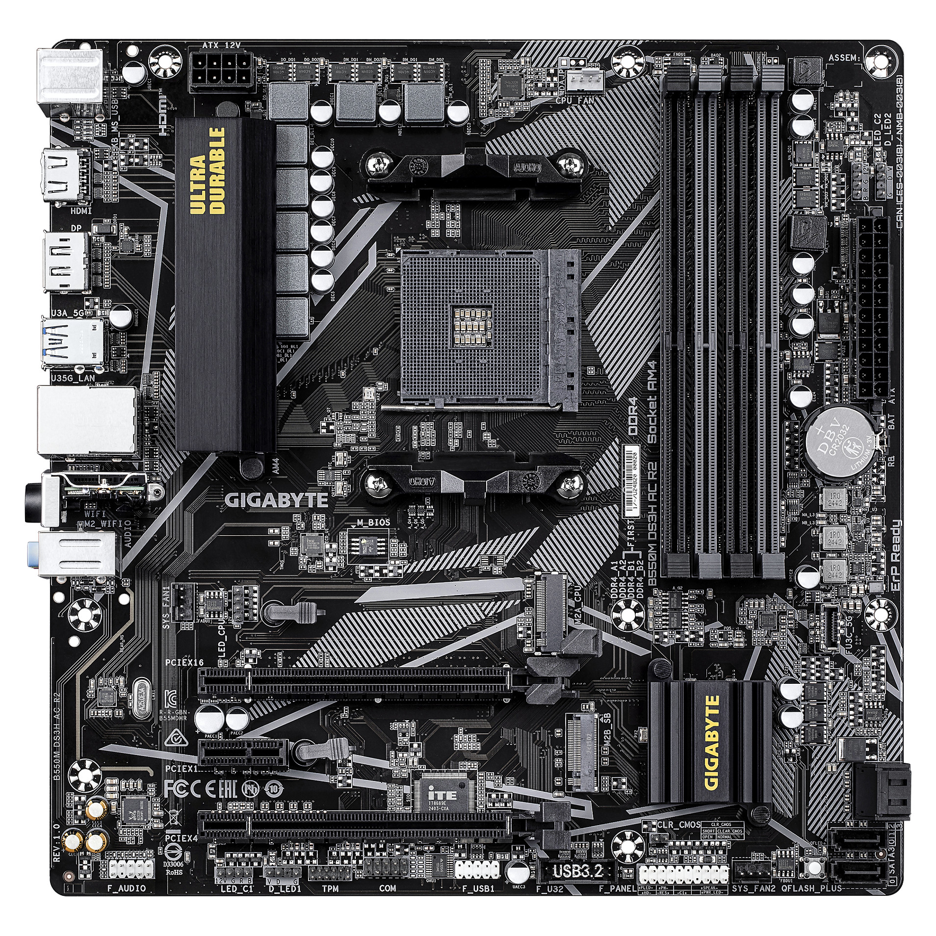 Pllakë Amë AMD AM4 Gigabyte GA‑B550M‑DS3H R2 / DDR4 / mATX / HDMI+DP - 2