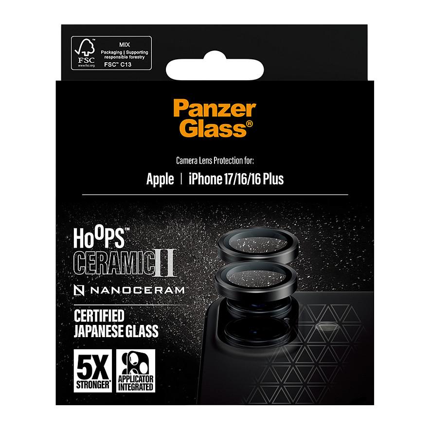 Mbrojtëse për Kamerë PanzerGlass Hoops Ceramic II për iPhone 17 / iPhone 16 / iPhone 16 Plus, Ceramic Glass - Zezë - 4