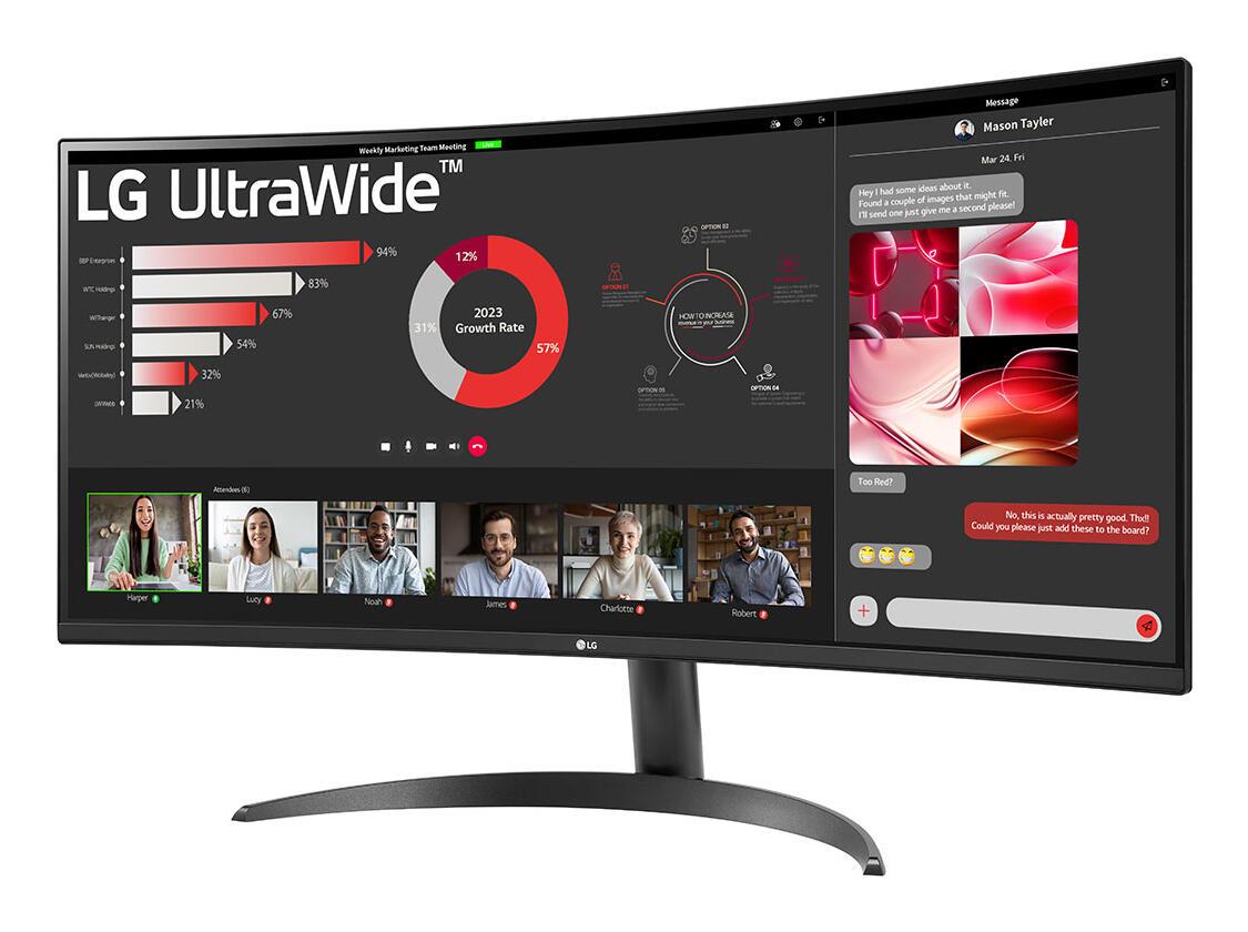 Monitor LG 34WR50QK-B / 34" / WQHD VA Curved / 100Hz / 5ms / HDMI+DisplayPort - Zezë - 2