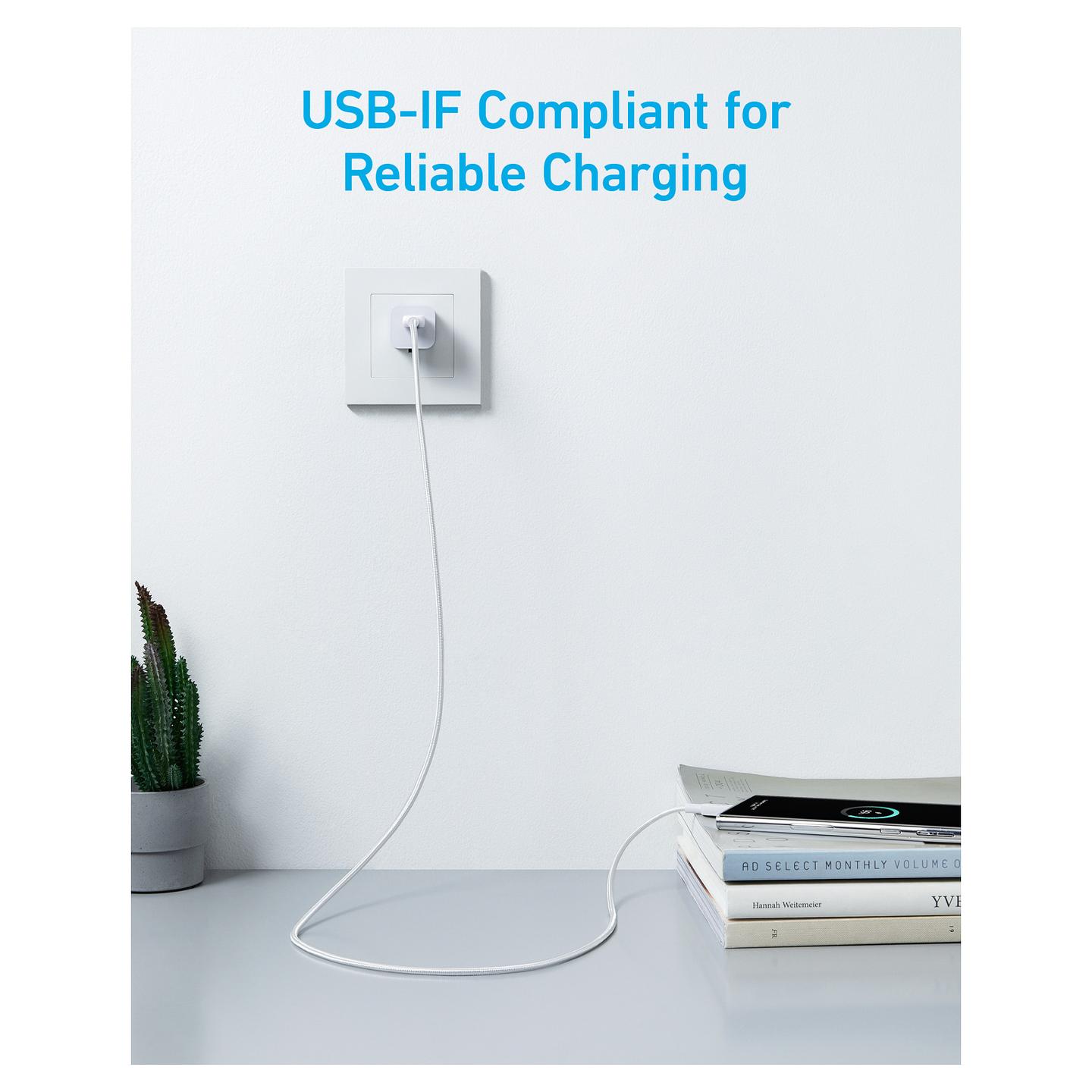 Kabllo Anker 322, USB-A në USB-C, 0.9m, 480Mbps - Bardhë - 3