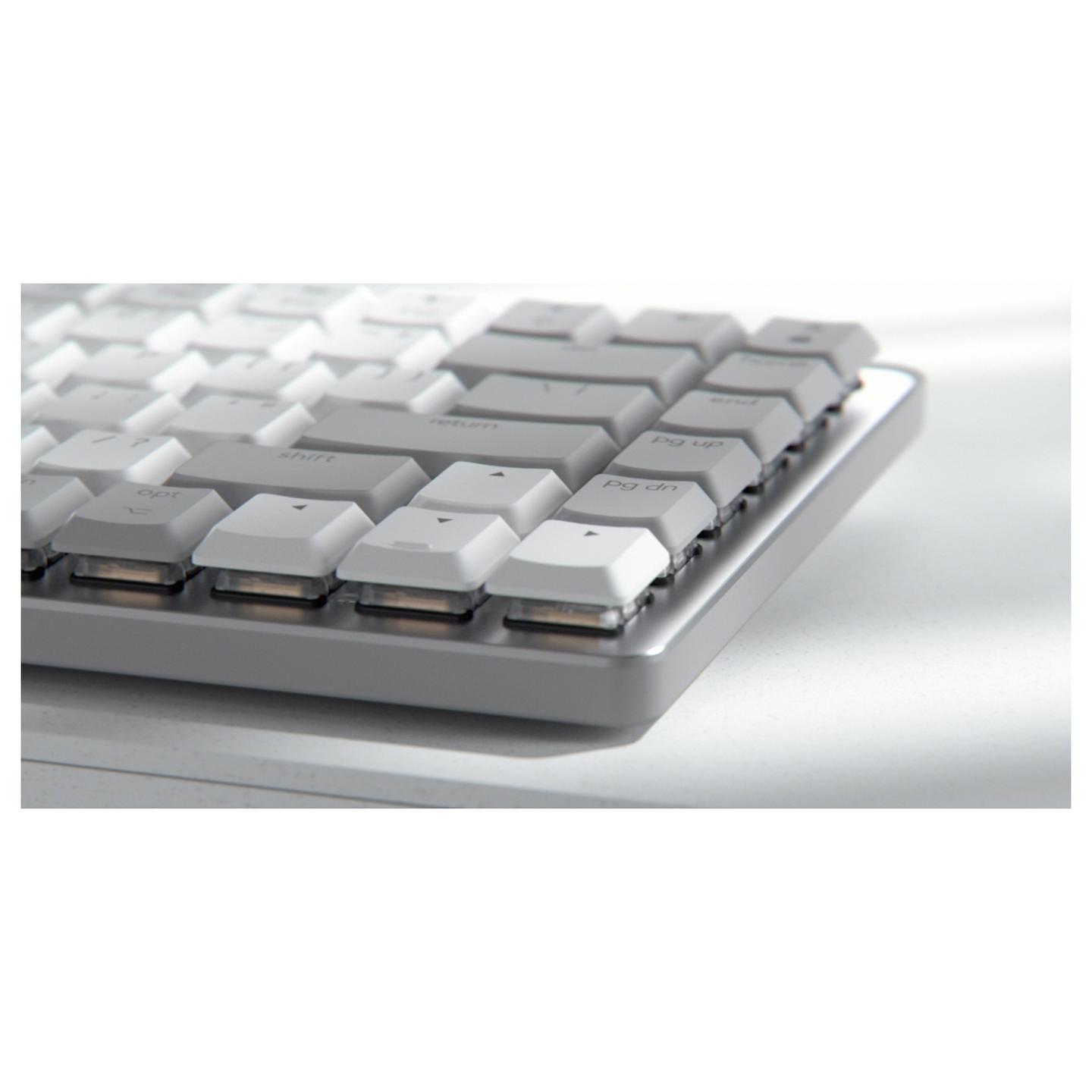 Tastierë pa kabllo Logitech MX Mechanical Mini for Mac, Mekanike, Tactile Quiet, Bluetooth, Ndriçim Inteligjent, QWERTZ Zvicerane (CH) – Gri , Bardhë e Çelët - 2