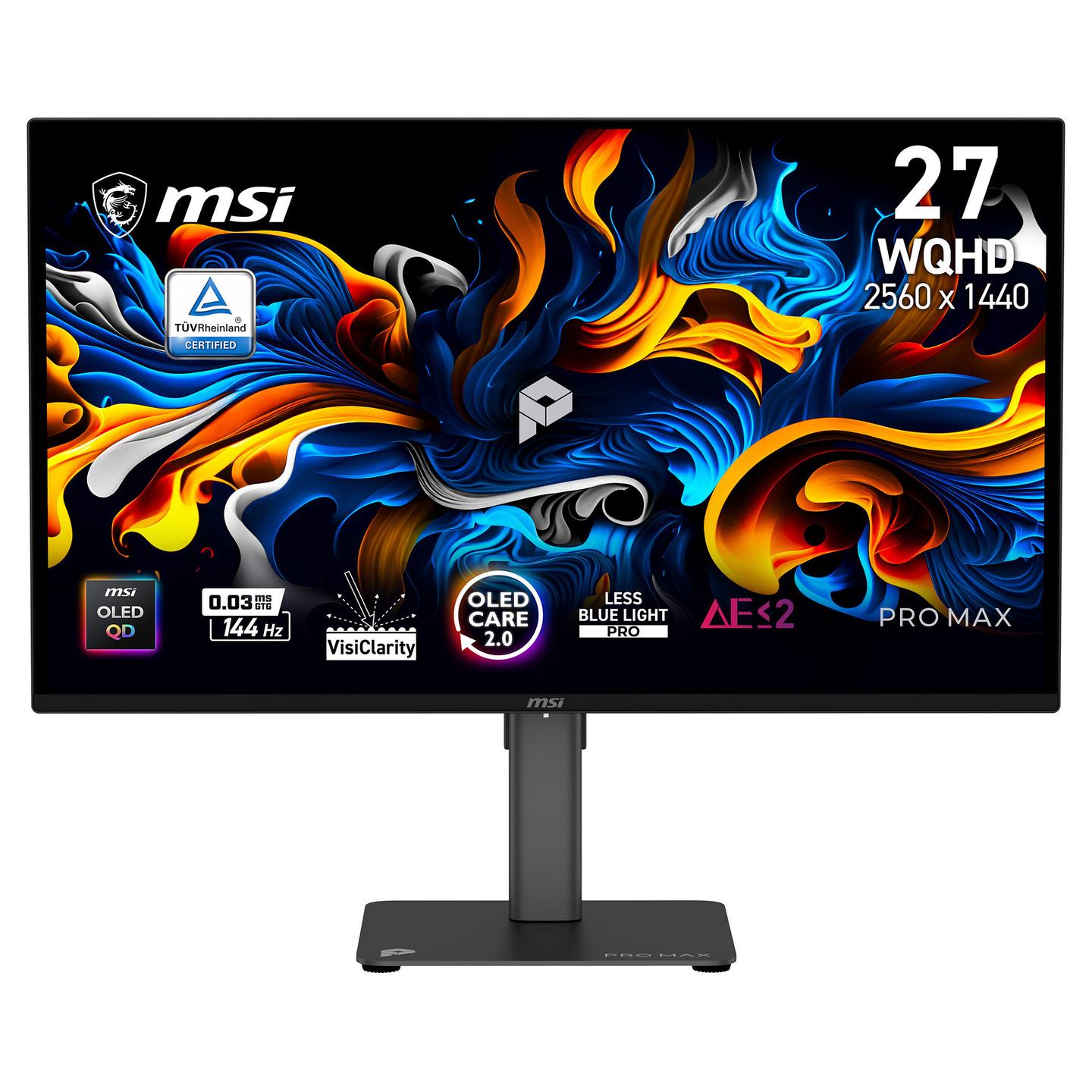 Monitor Gaming MSI PRO MAX 271QPX14G, 27", WQHD QD-OLED, 144Hz, 0.03ms, 2xHDMI+DP+USB-C - Zezë