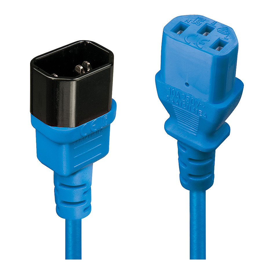 Kabllo për Furnizim me Energji IEC / LINDY Power Extension Cable IEC C14 to C13 / 0.5m – Blu - 1