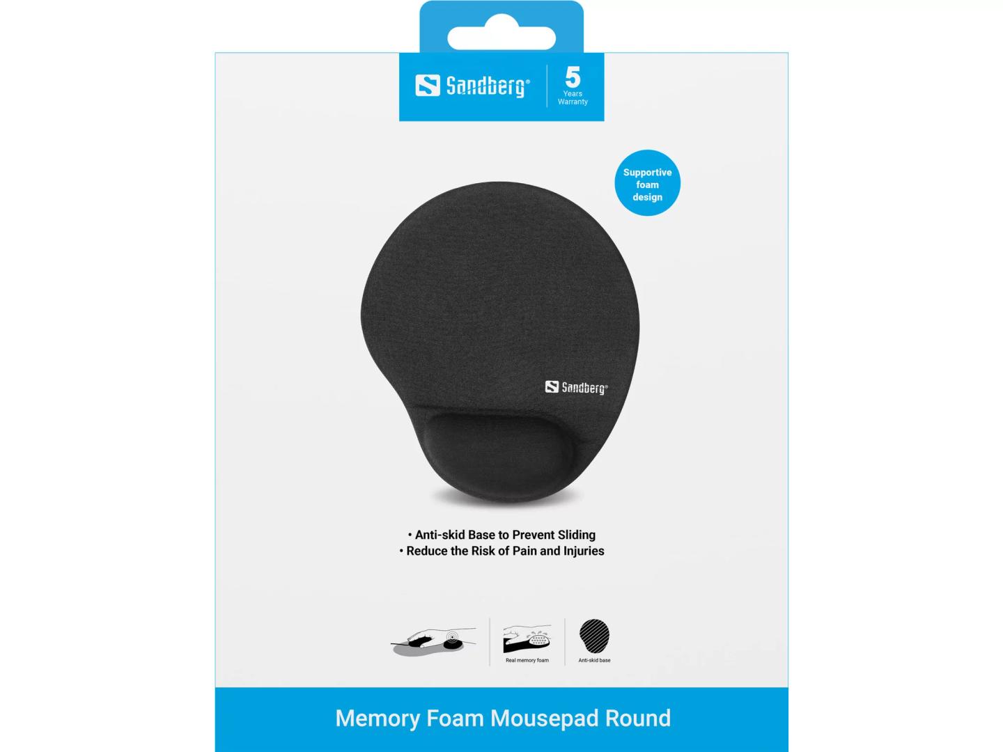 Mauspad Sandberg Memory Foam Mousepad Round / 25 x 21.5 cm / 2.3 cm - Zezë - 2