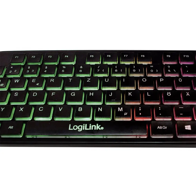 Tastierë Me kabllo LogiLink ID0184 / Membrane / 104 Taste / Rainbow LED / USB / QWERTZ - Zezë - 5