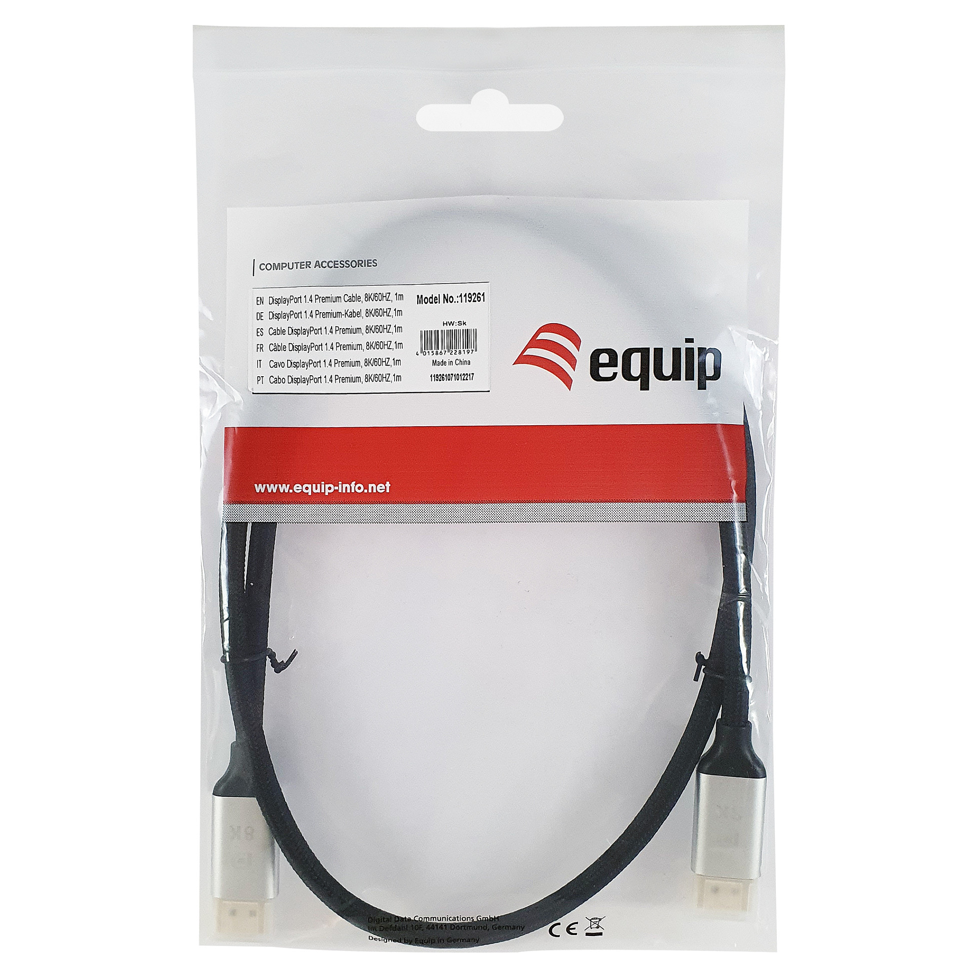 Kabllo DisplayPort Equip Cable 1.4 Male/Male 3m 8K/60Hz HDCP Premium – Zezë - 3