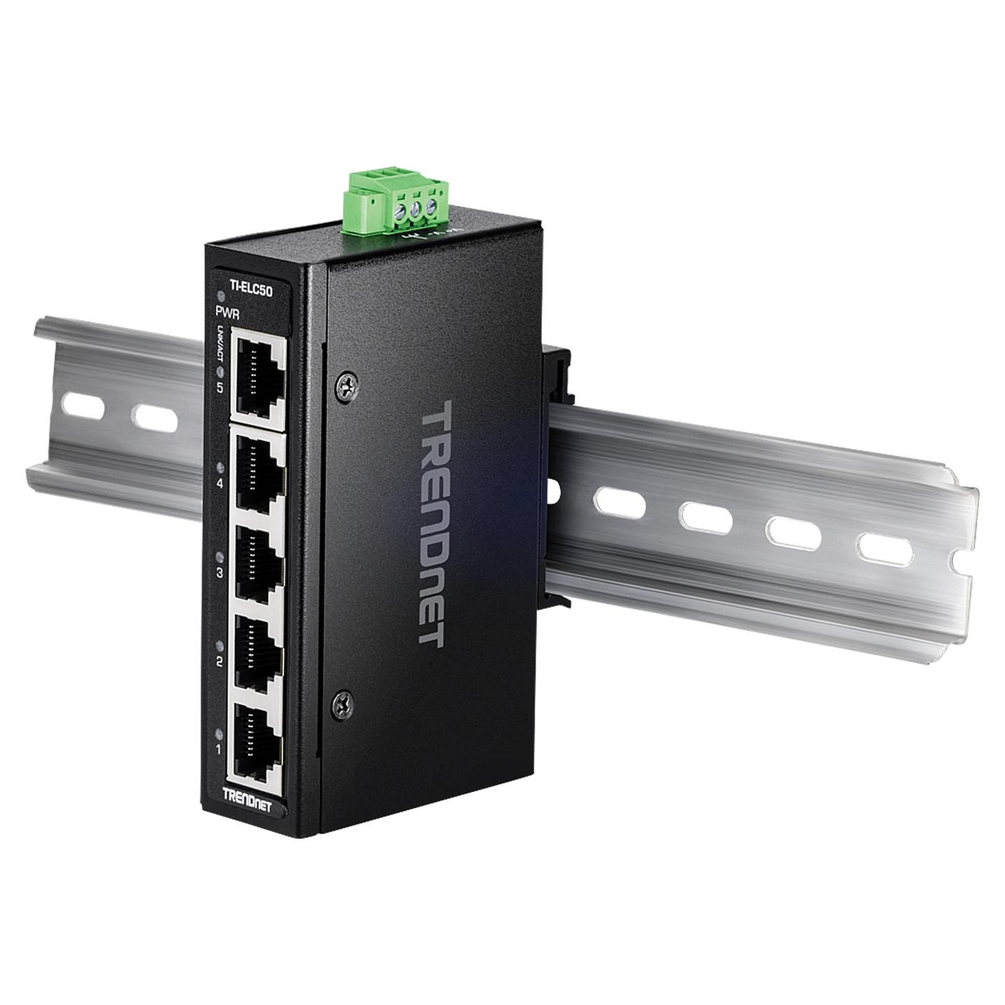 Switch Industrial TRENDnet TI-ELC50, 5× Fast Ethernet 10/100Mbps, Switching Capacity 1Gbps, DIN Rail – Zezë - 5