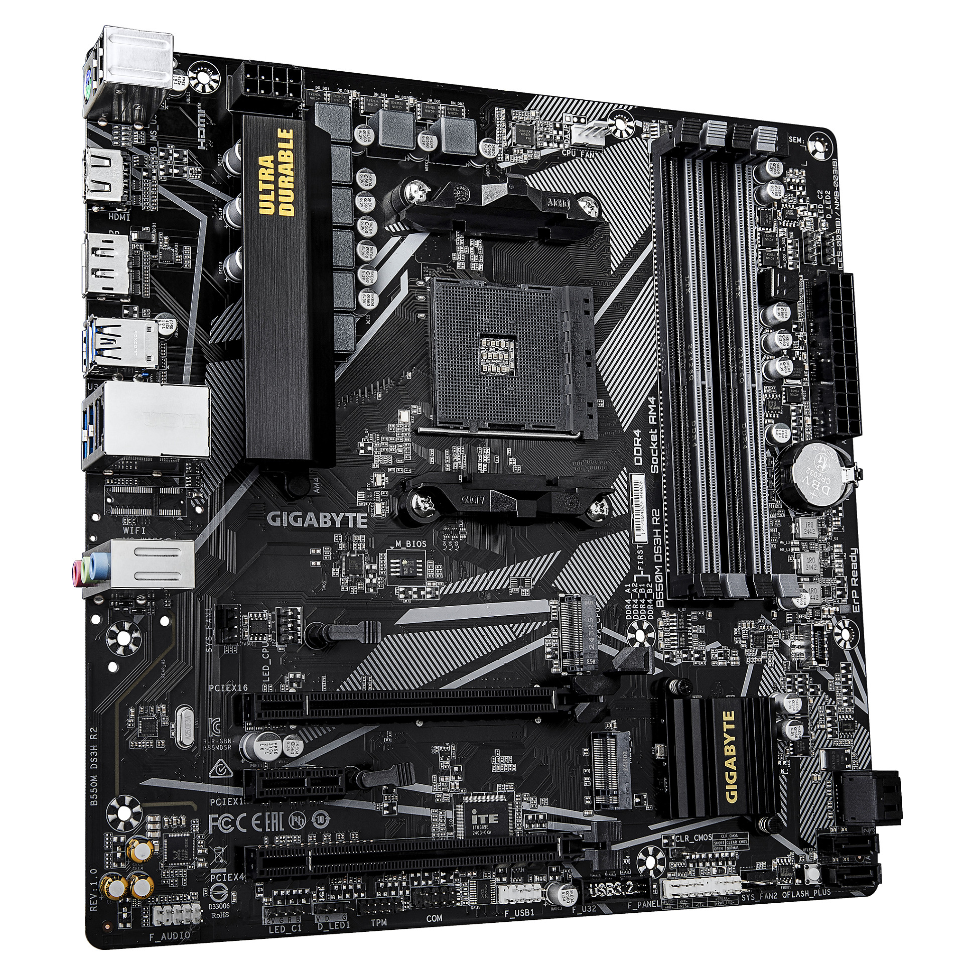  Pllakë Amë GIGABYTE B550M DS3H R2 / AMD AM4 / B550 / DDR4 / Micro ATX / 1GbE LAN - 3