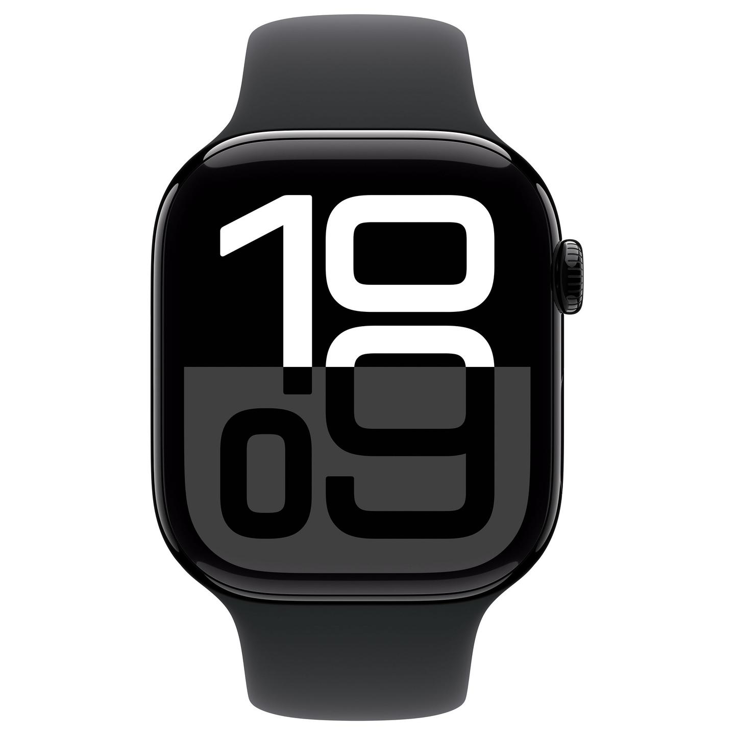 Apple Watch Series 10, 46mm, GPS + Cellular, Jet Black Aluminium, Black Sport Band - S/M - 2