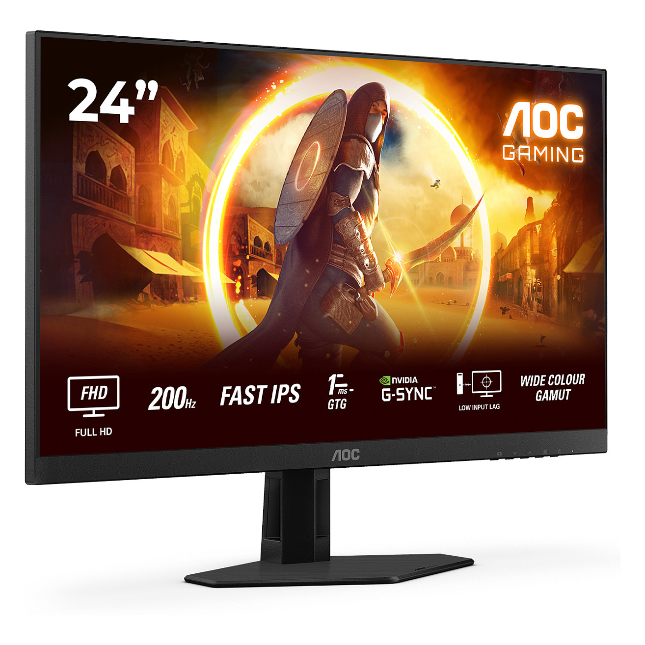 Monitor Gaming AOC 24G4HRE / 23.8"/ Full HD Fast IPS AG / W-LED / 200Hz / 0.5ms / HDMI + DisplayPort - Zezë/Kuqe - 2
