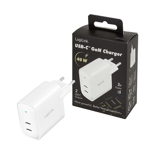 Karikues LogiLink PA0282 / 40W / 2x USB-C / GaN / PD / PPS / Fast Charging - Bardhë - 9