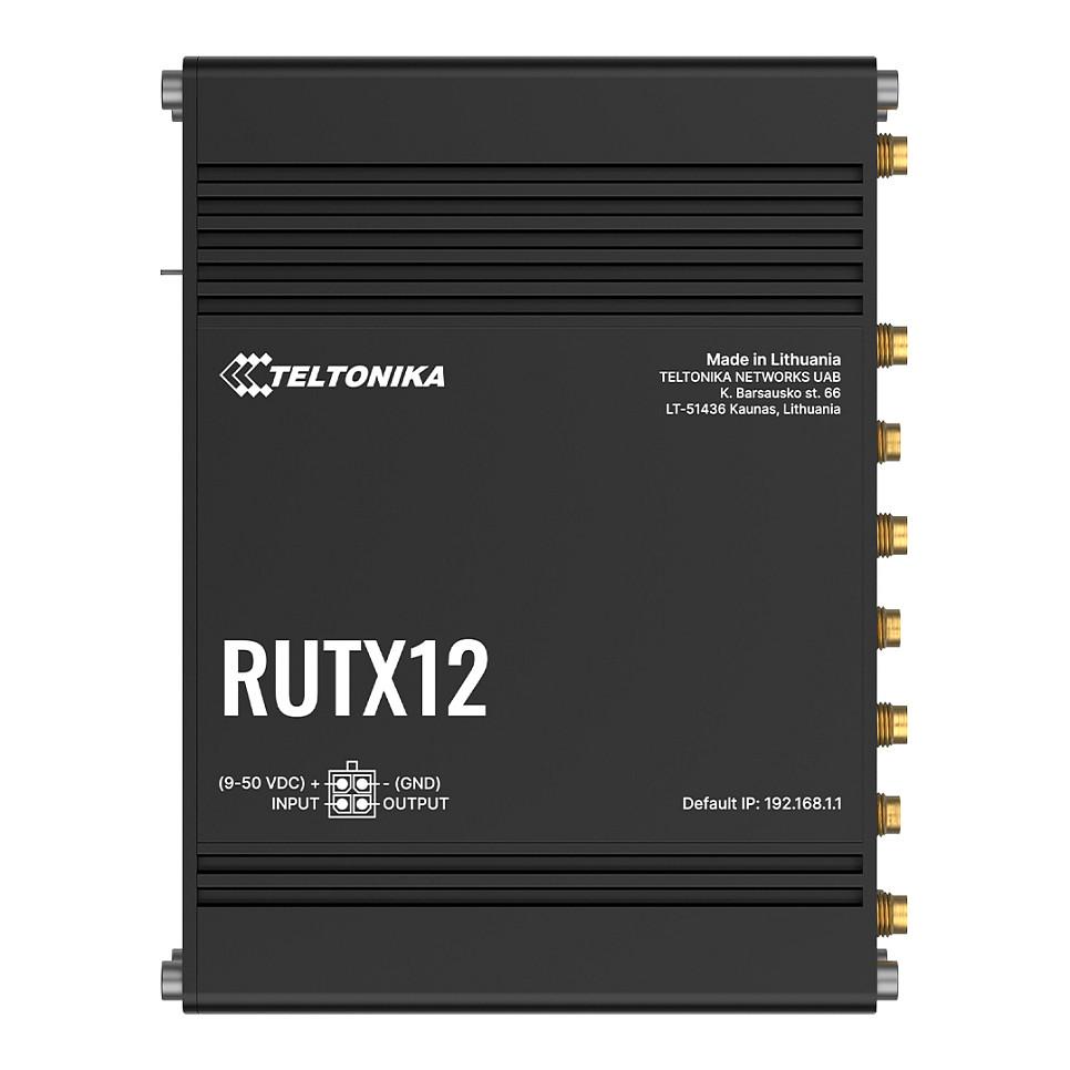 Ruter Industrial Teltonika RUTX12, Dual 4G LTE Cat 6, Dual SIM, Wi-Fi 5 Dual-Band, 5x Gigabit Ethernet, GPS, Bluetooth - Zezë