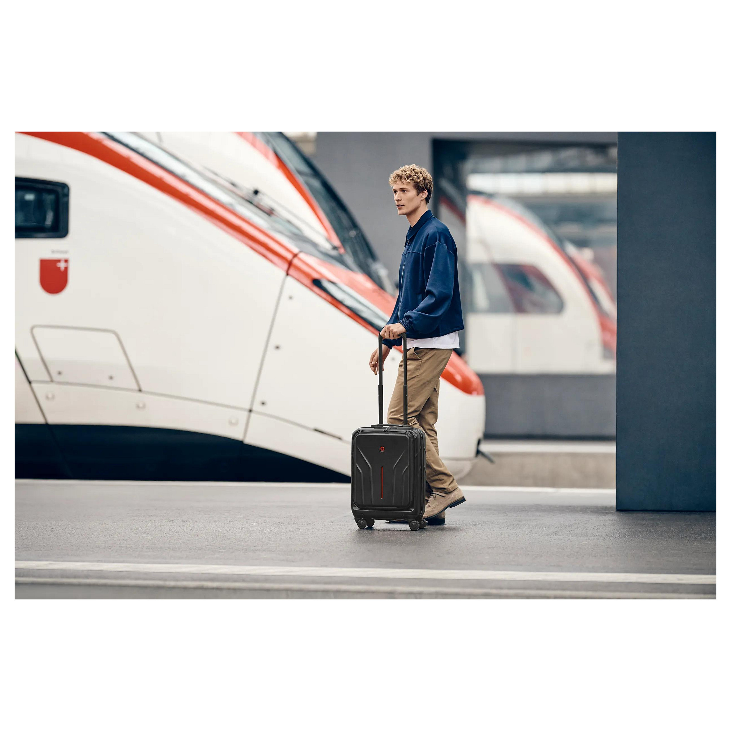 Çantë Kabine Wenger Amplix Carry-On / Hard Shell / Polycarbonate / 36 L / 45 L Expandable / 16" Laptop + 12" Tablet / 4 Spinner Wheels / Travel Sentry / USB-A + USB-C - Zezë - 7