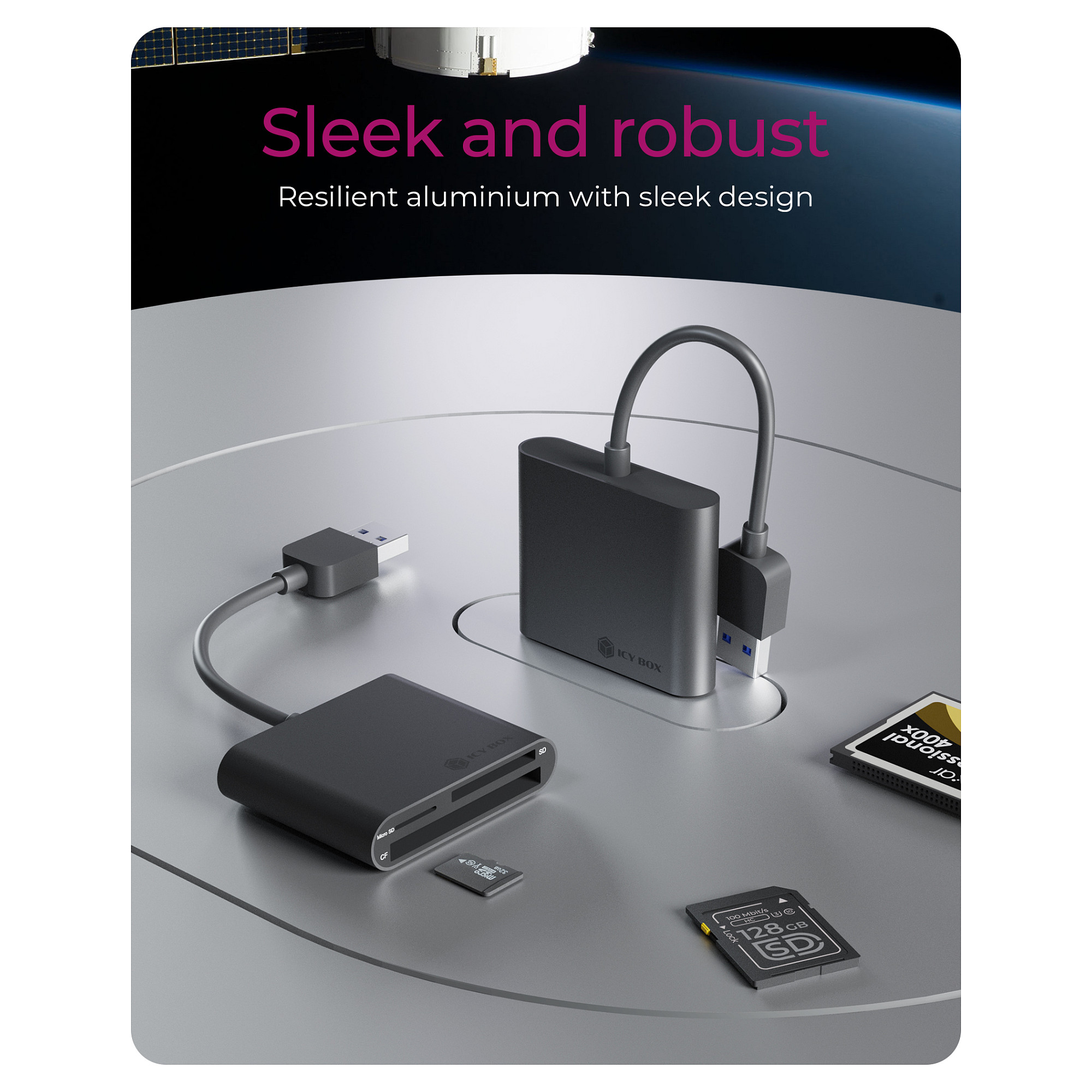 Lexues Kartash USB 3.0 ICY BOX IB‑CR301‑U3 / SD + MicroSD + CF - 6