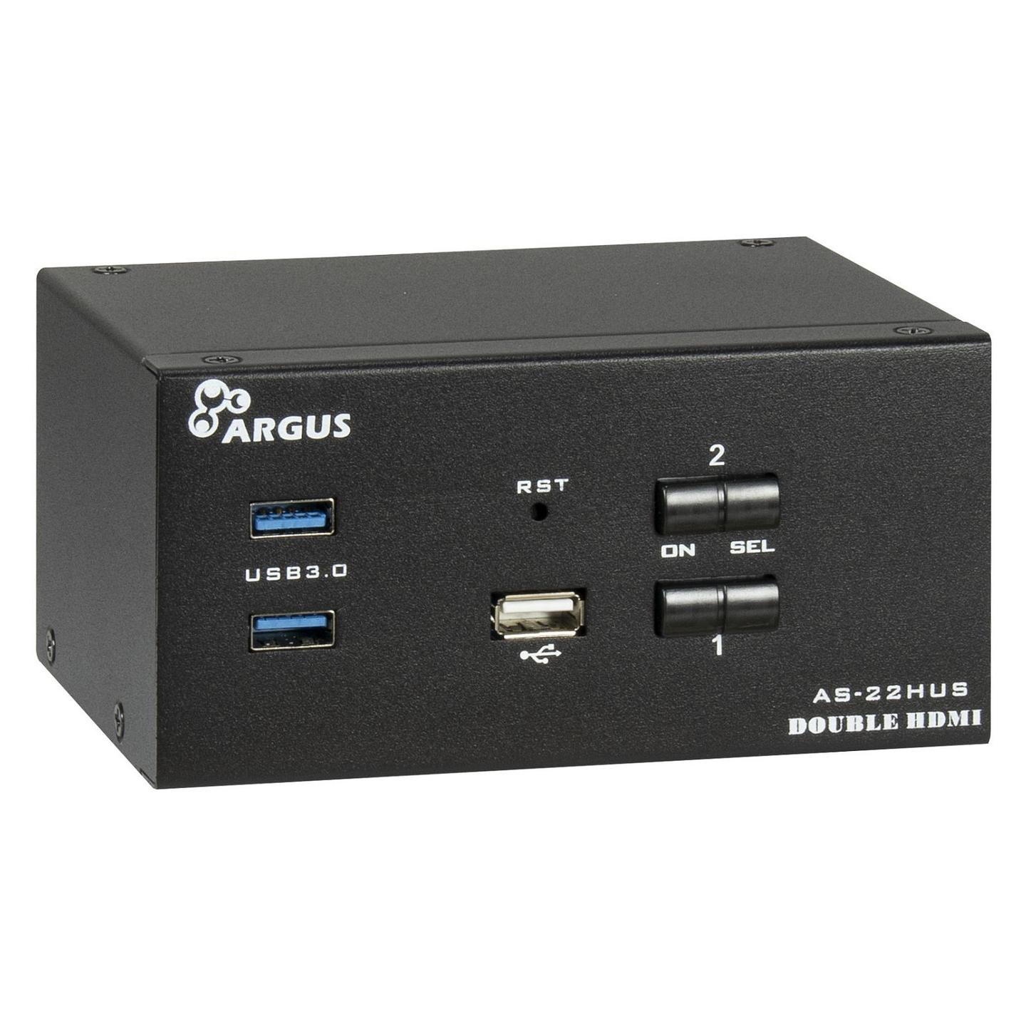 KVM Switch Inter-Tech AS-22HUS, 2 porta, Dual HDMI, USB 3.0, Audio 3.5mm, 4K 60Hz - Zezë