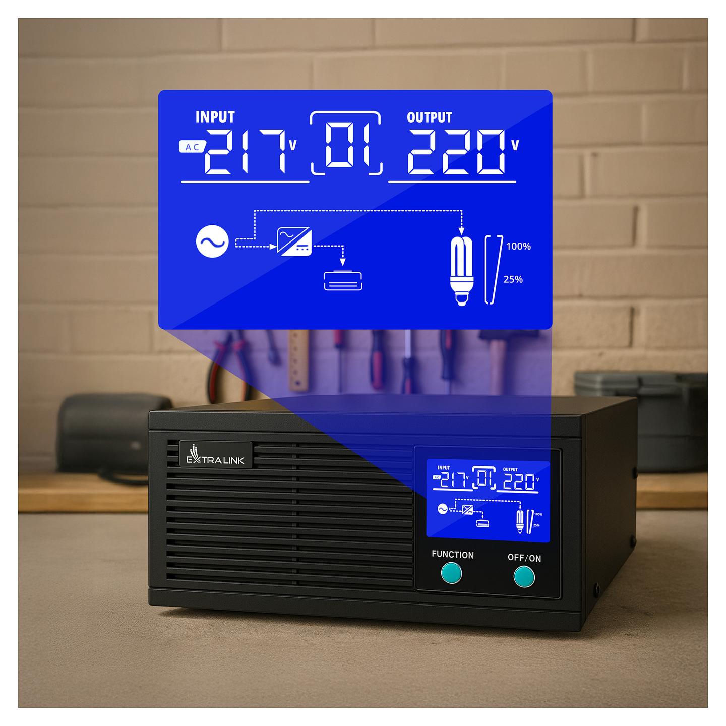 Inverter/UPS Extralink Lightning, 1500VA, 1200W, Pure Sine Wave, 12/24V DC – Zezë - 19
