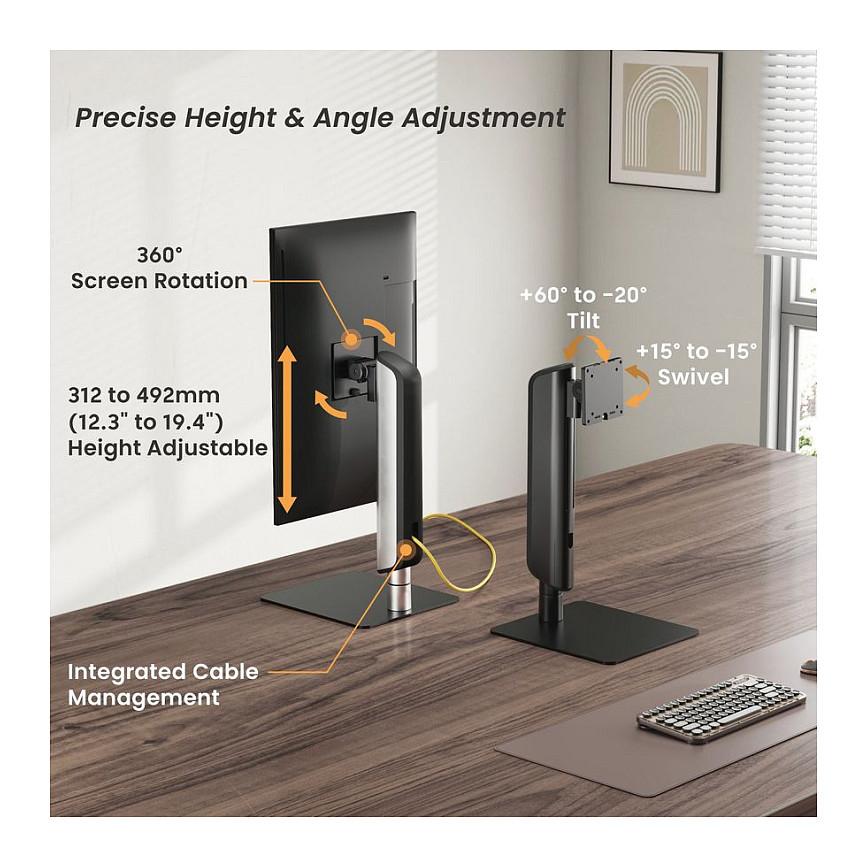 Mbajtëse për Monitor Equip 650129 , 1 Monitor , 17–49" , deri 18kg , e rregullueshme , e pjerrët , e rrotullueshme , VESA 75x75 & 100x100 - Argjend - 7