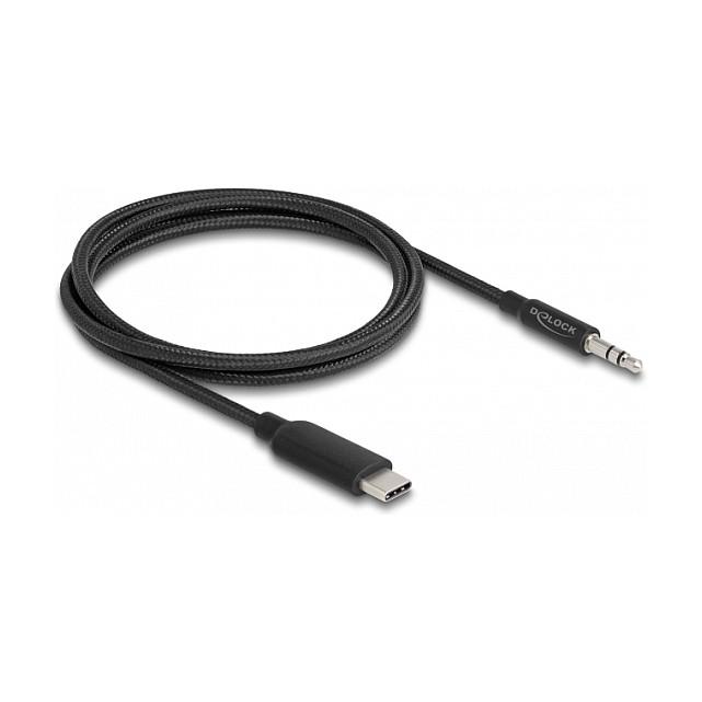 Kabllo Audio DeLOCK 85208, USB-C në Jack Stereo 3.5 mm, 1 m - Zezë