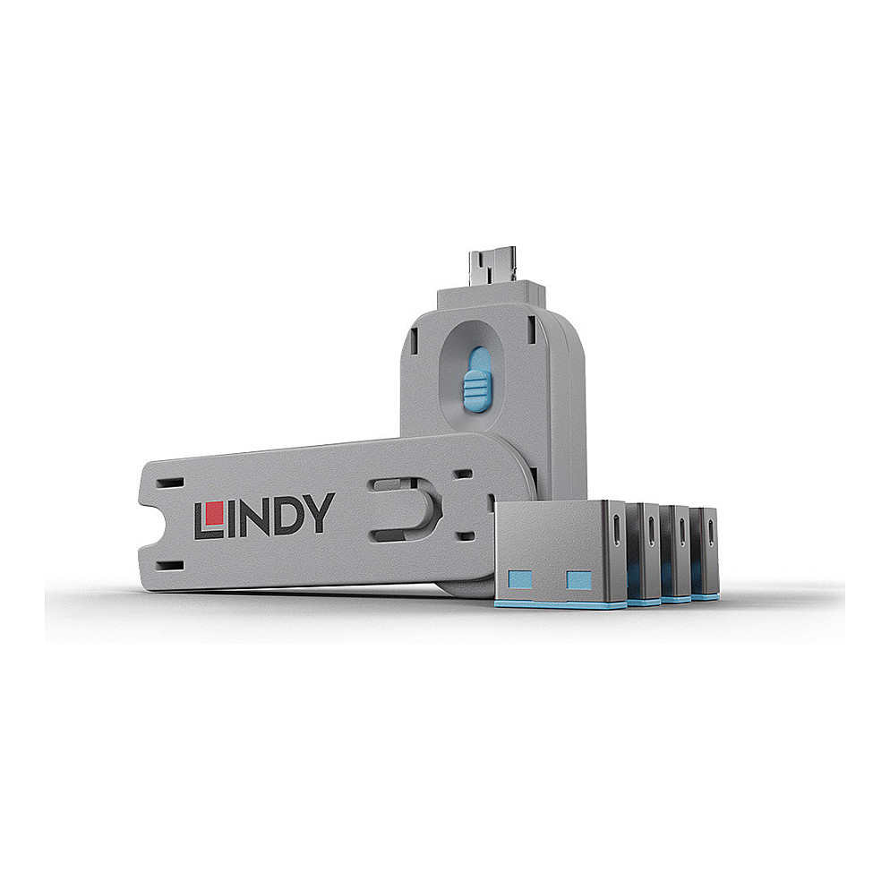 USB Flash Drive / Port Lock / Lindy / Typ A / 4x / Blu - 1
